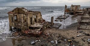 Atlântida brasileira: a praia que vem sendo engolida pelo mar e que perde 5 metros de terreno todos os anos, onde as casas se tornam ruínas na areia
