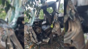 Motorista de guincho fica preso às ferragens após bater em árvore na Rodovia Marechal Rondon