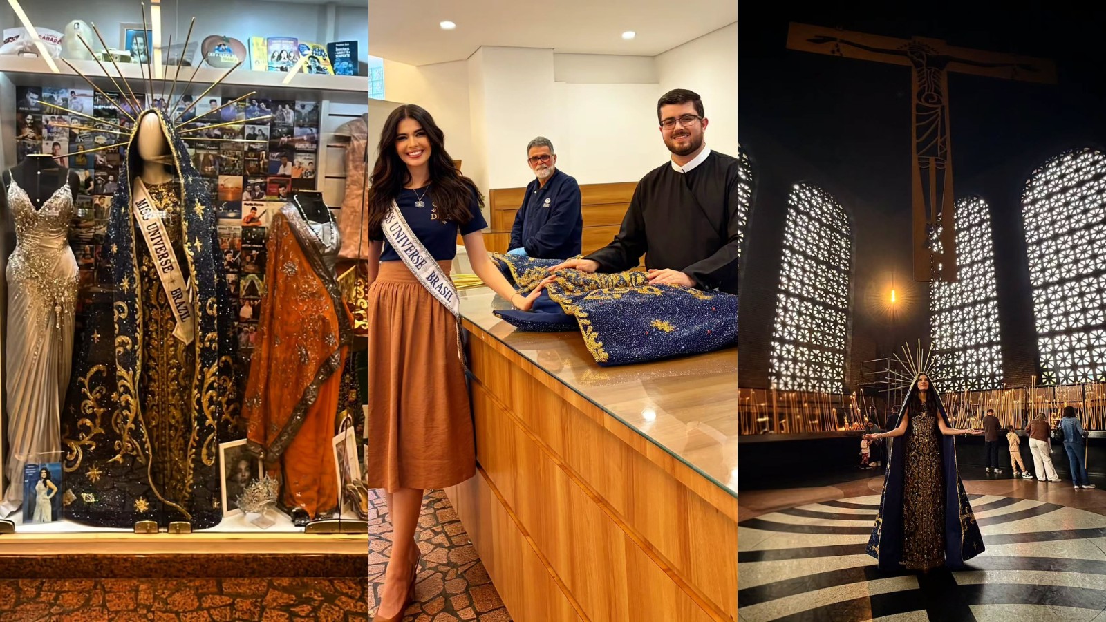 Miss Brasil 2025 que desfilou vestida de Aparecida deixa traje no Santuário Nacional: 'momento tão esperado' Miss Brasil 2025 que desfilou vestida de Aparecida deixa traje no Santuário Nacional: 'momento tão esperado'