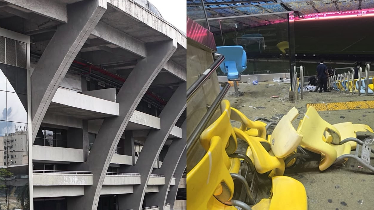 Vandalismo no Maracanã: cadeiras quebradas após eliminação